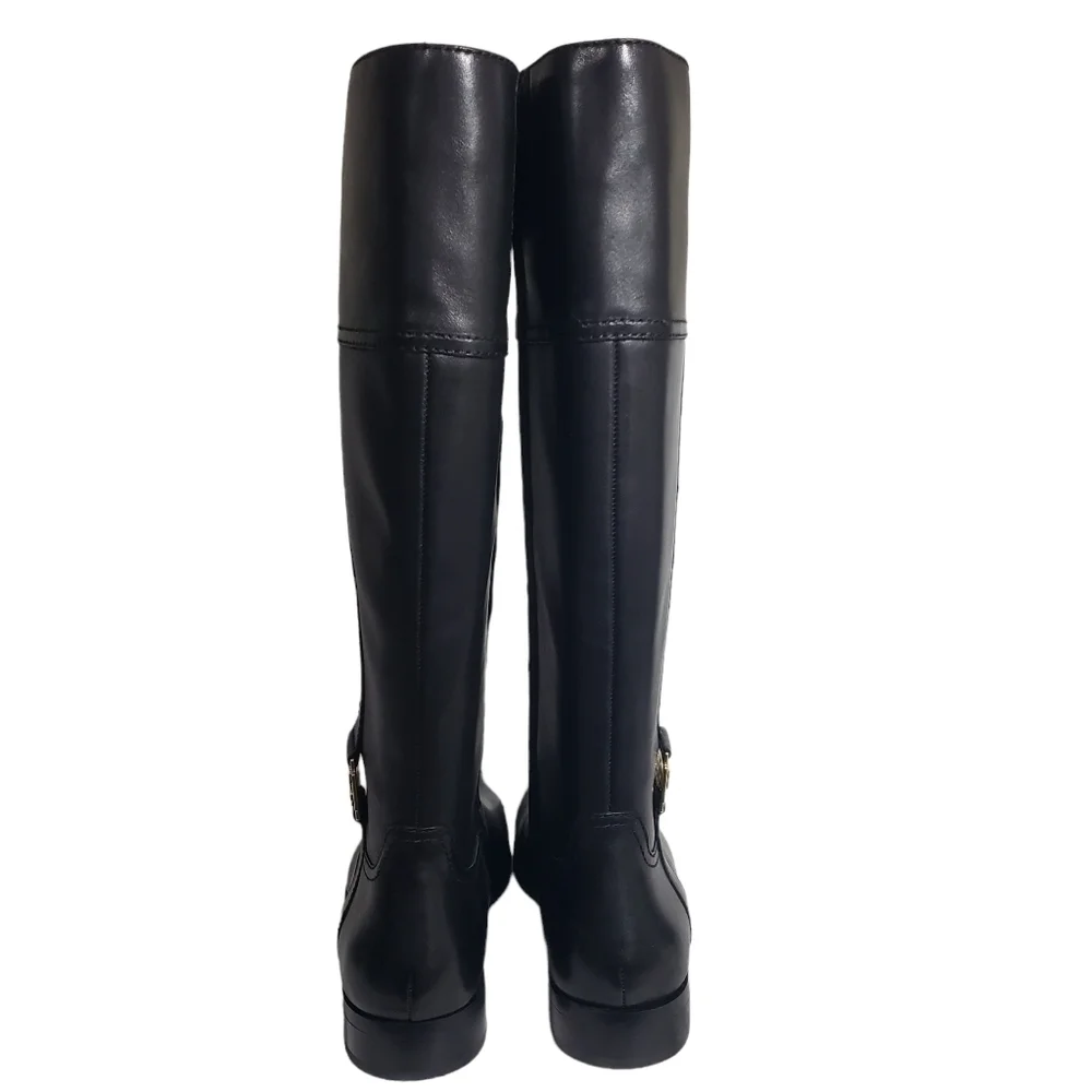 Lauren Ralph Lauren Berdie Black 100% Leather Riding Boots Sz 5.5B, 10B